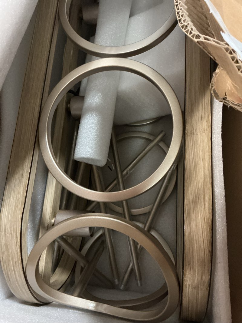 Condition photo showing Good Condition for xingqi kitchen island chandelier for dining room modern farmhouse rectangle pendant lighting fixture vintage linear hanging 4-light rustic living room, antique brushed nickel and wood grain finish oval-wood grain