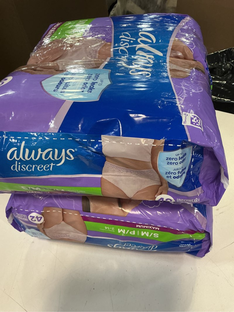 Condition photo showing New/Like New for Always Discreet Adult Incontinence Underwear for Women and Postpartum Underwear, S/M, Up to 100% Bladder Leak Protection, 84 Count (Packaging May Vary)
