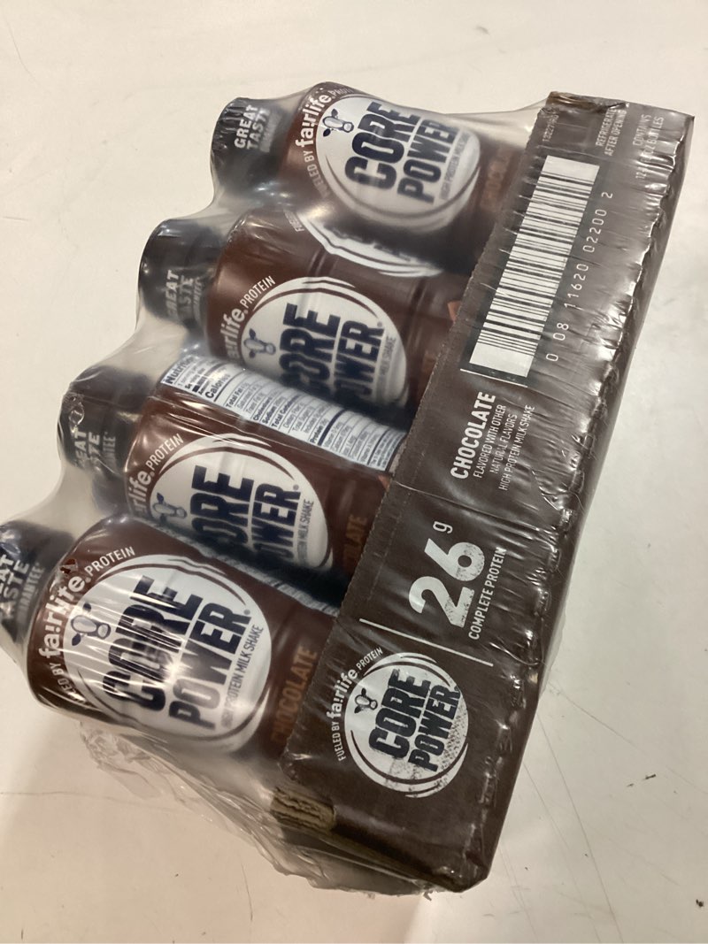 Condition photo showing New/Like New for (Best by Aug/23/2026)Core Power Protein Shake, Chocolate, 26g Bottle, 14oz, 12 Pack Chocolate 14 Fl Oz (Pack of 12)