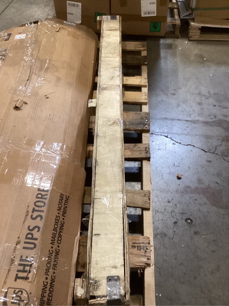 Condition photo showing As Is for forklift crane attachment, 6000lb manual telescopic jib boom with adjustable holes, heavy duty steel construction for warehouse, factory, construction lifting yellow