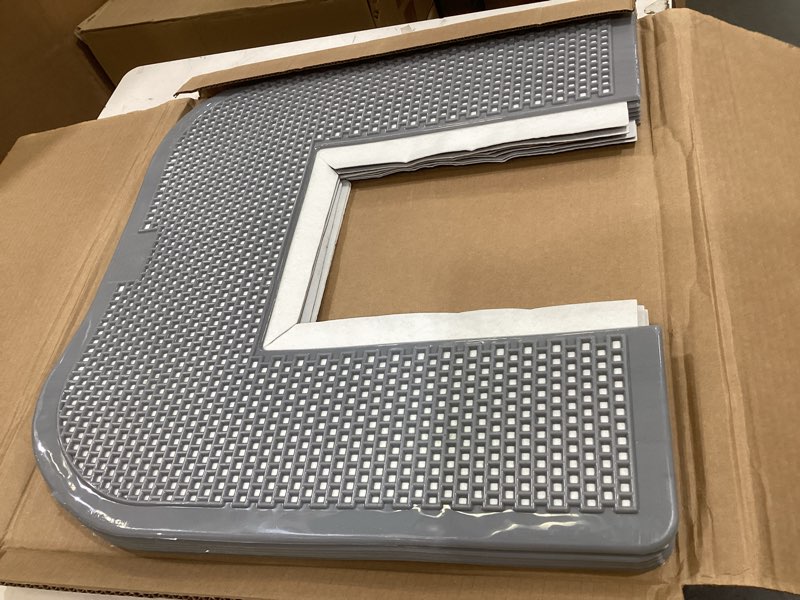 Condition photo showing New/Like New for impact - 1550 deodorizing disposable floor toilet commode mat, with orchard zing scent, 23" width x 21-5/8" length, gray (pack of 6)