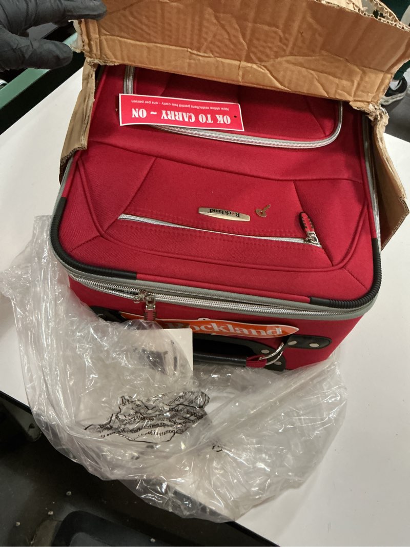 Condition photo showing Good Condition for rockland pasadena expandable spinner carry-on 19", red 19" red