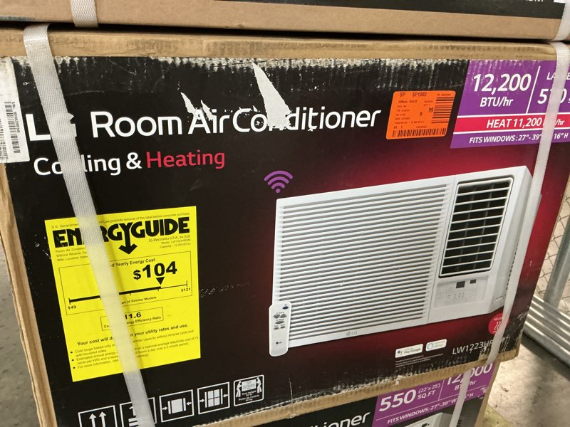 Condition photo showing New/Like New for lg lw1223hr 12200 btu window air conditioner with 570 square feet coverage, quiet operation, and led display (white)