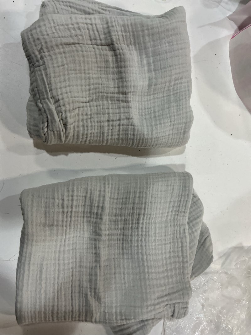 Condition photo showing As Is for organic cotton gauze sham set, king, light grey