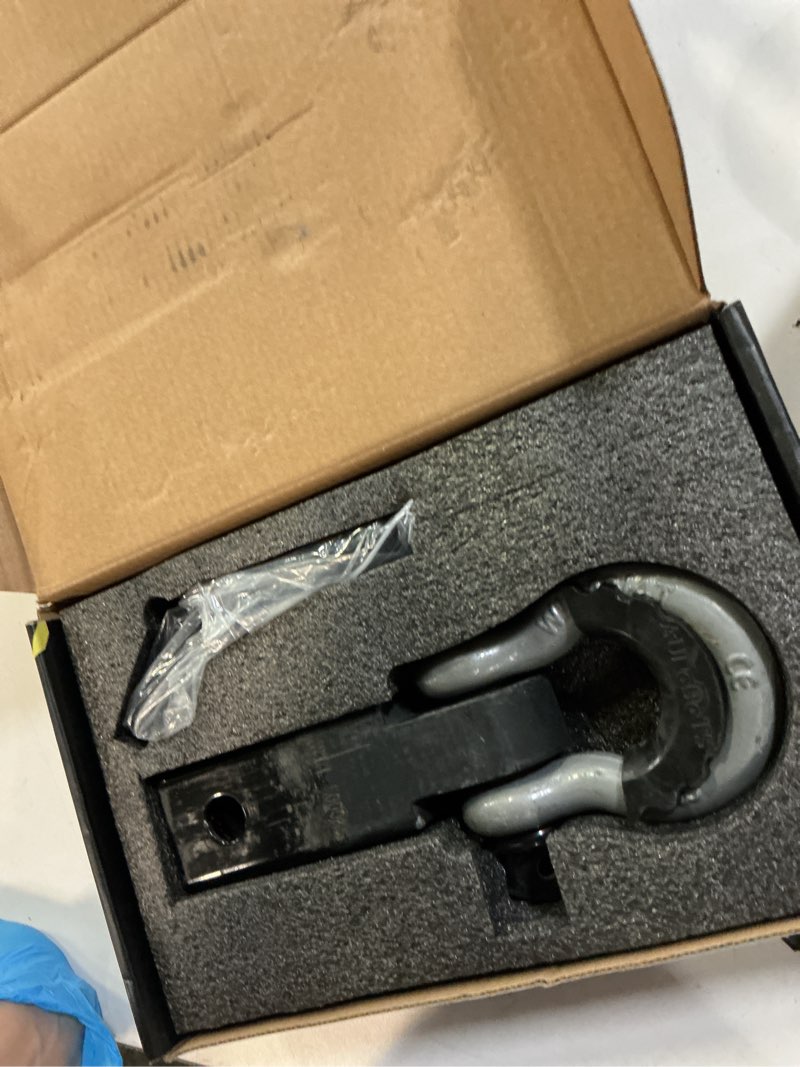 Condition photo showing As Is for autobots tow hitch receiver 2", 45,000 lbs break strength shackle hitch receiver with 5/8" screw pin, 3/4 shackle, towing accessories for vehicle trailer recovery off-road 2r-gray-black-1