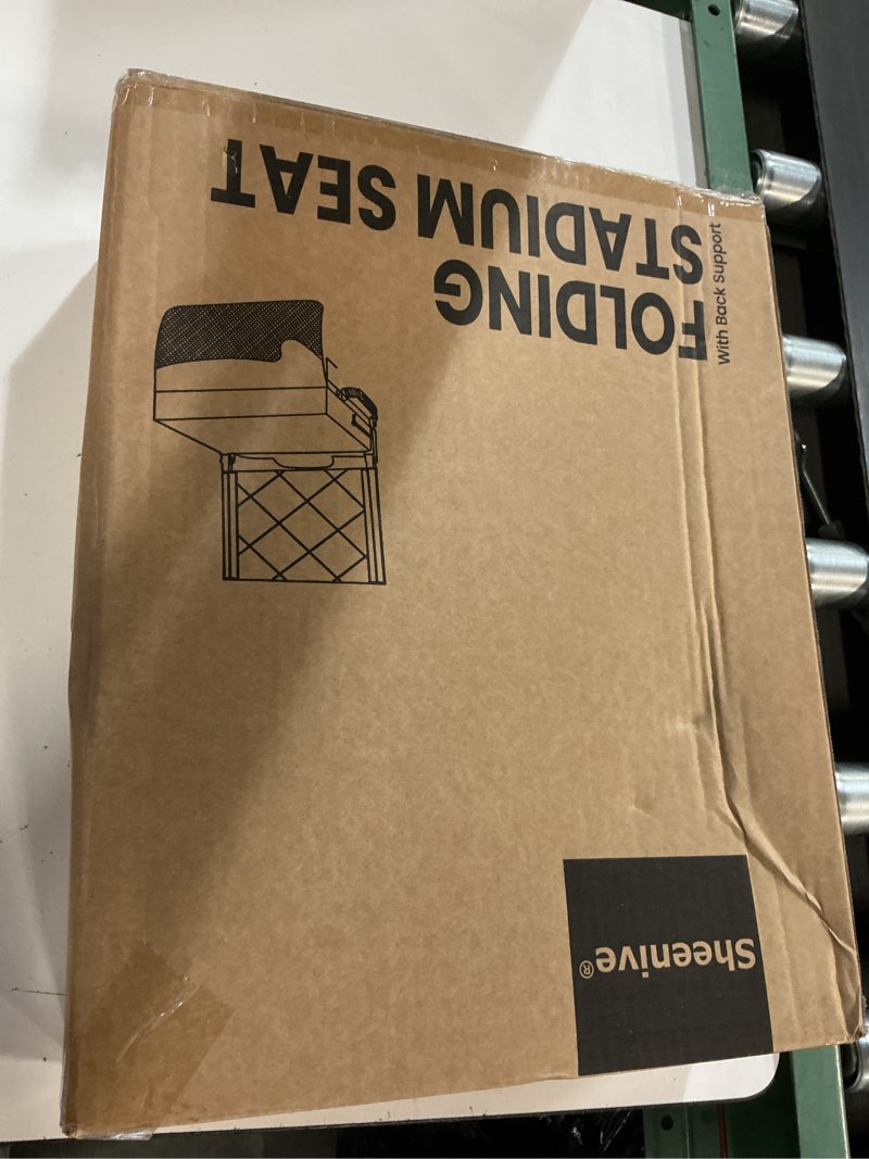 Condition photo showing New/Like New for sheenive stadium seats for bleachers with back support, bleacher seats with backs and cushion wide, padded portable folding comfort stadium chair with shoulder strap, perfect for sports events black 1