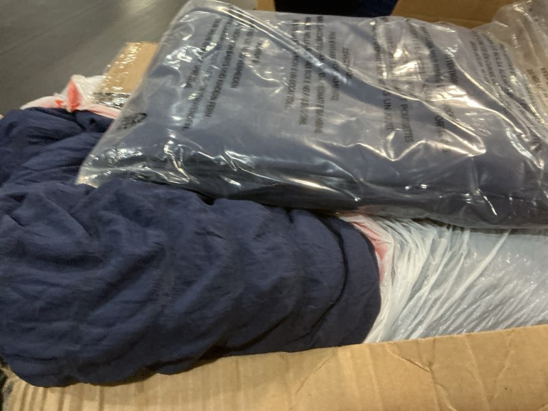 Condition photo showing New/Like New for hymokege navy blue king size comforter set seersucker 7 pieces, all season luxury bed in a bag for bedroom, bedding set with comforters, sheets, pillowcases & shams king(104"x 90") navy blue