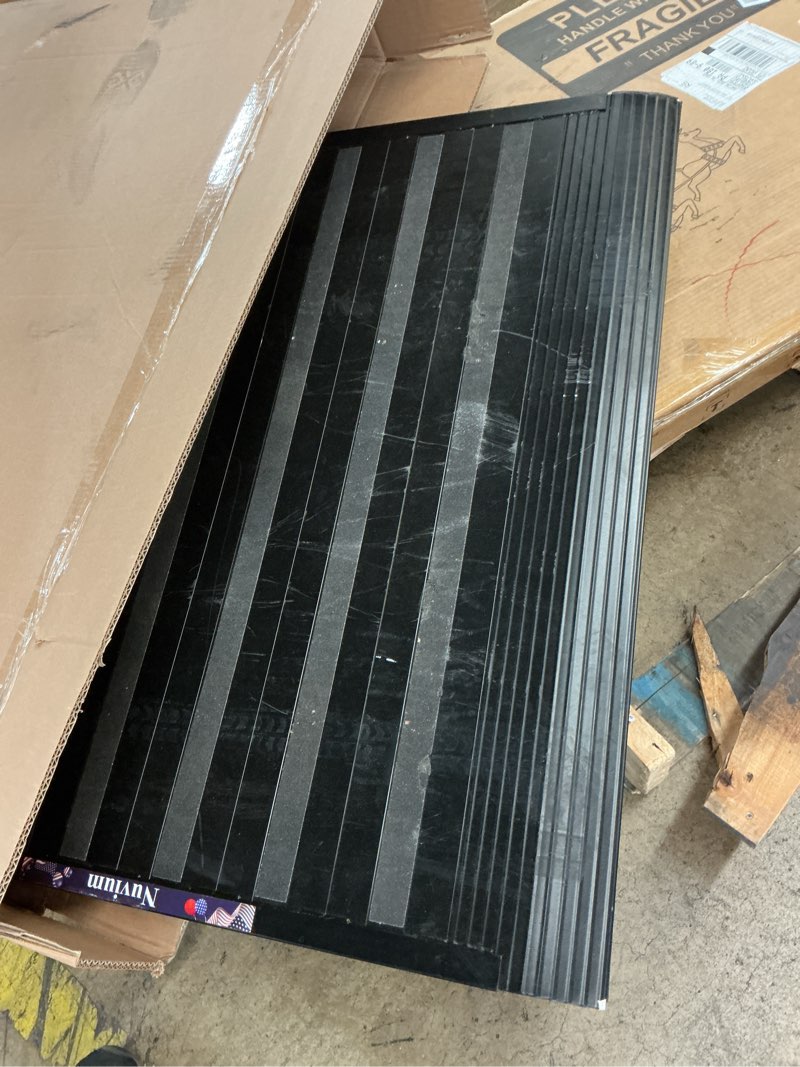 Condition photo showing As Is for Threshold Ramp for Doorways,Adjustable Height 2.6"-7.3" Aluminum Wheelchair Ramp with Heightening Screws and Swivel Angle Leg,1100lbs Load Capacity, 30"x36'' Curb Ramp for Trolley,Power Chairs 2.6"-7.3" Rise & 30"x 36"