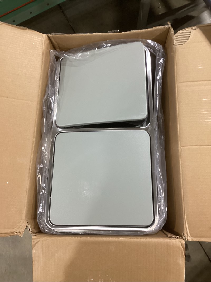 Condition photo showing Good Condition for SONGMICS Trash Can, 2 x 8 Gallon (2 x 30 L) Garbage Can for Kitchen, with 15 Trash Bags, 2 Compartments, Plastic Inner Buckets and Hinged Lids, Airtight, White and Gray ULTB60WT White + Gray 2 x 8 Gallon