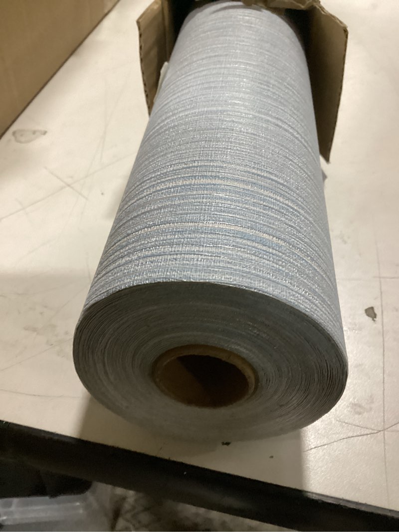 Condition photo showing Good Condition for Haimin Grasscloth Wallpaper Textured 24in X 393in Fabric Contact Paper Light Blue Wall Paper Textured Linen Peel and Stick Self-Adhesive Thick Vinyl Embossed Film Wallpaper