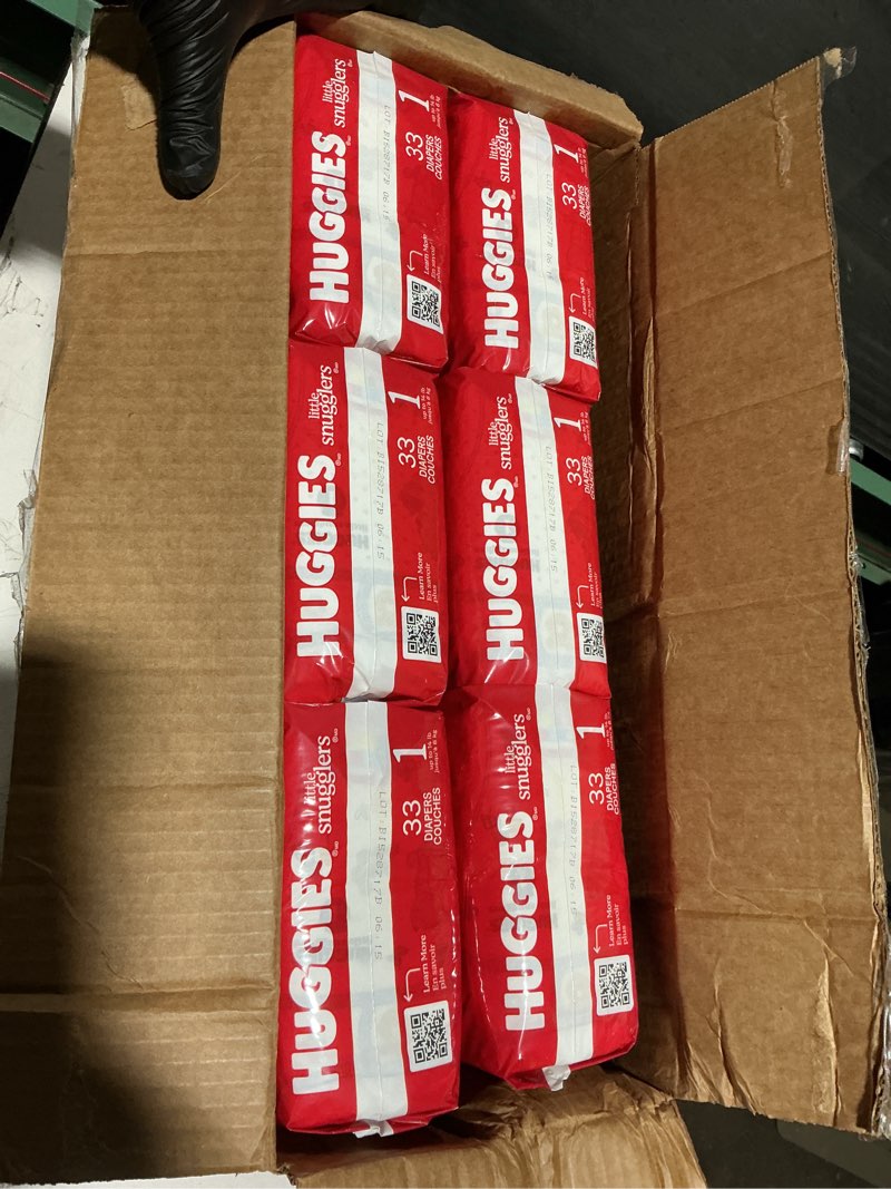 Condition photo showing New/Like New for Huggies Size 1 Diapers, Little Snugglers Diapers, Size 1 (8-14 lbs), 198 Count (6 Packs of 33), Packaging May Vary Size 1 198