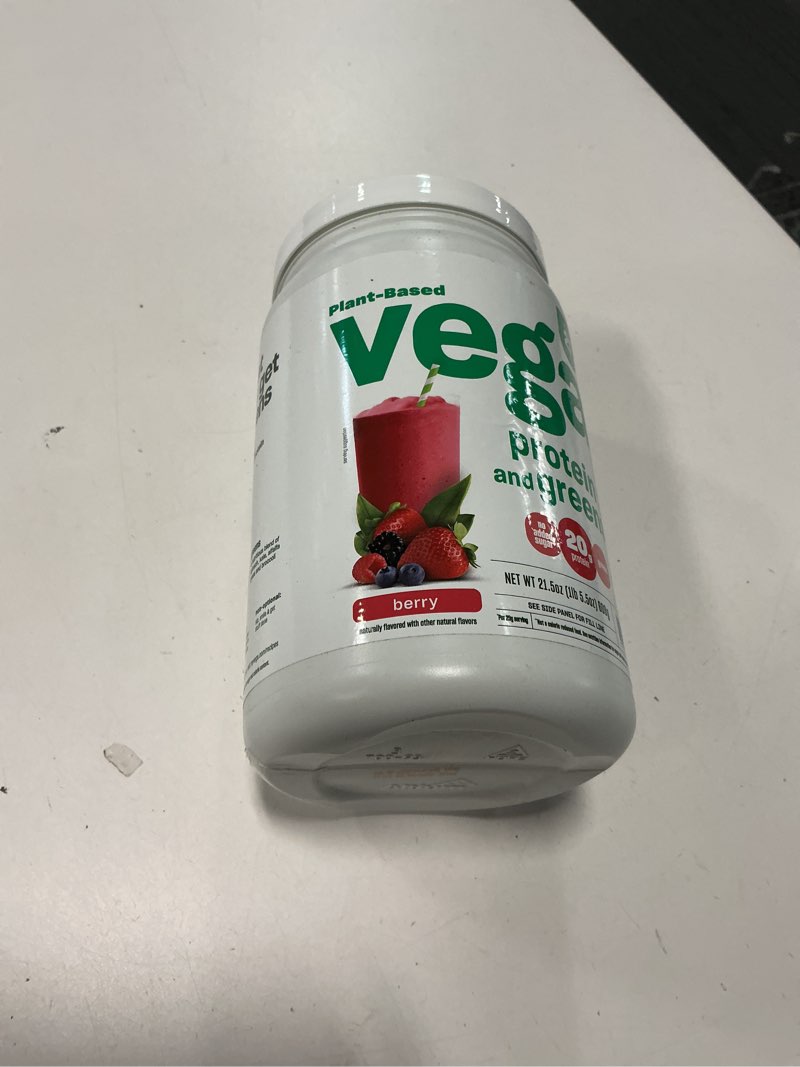 Condition photo showing New/Like New for Vega Protein and Greens Protein Powder, Berry - 20g Plant Based Protein Plus Veggies, Vegan, Non GMO, Pea Protein for Women and Men, 1.3 lbs (Packaging May Vary) (Pack of 1) Berry 1.34 Pound (Pack of 1)