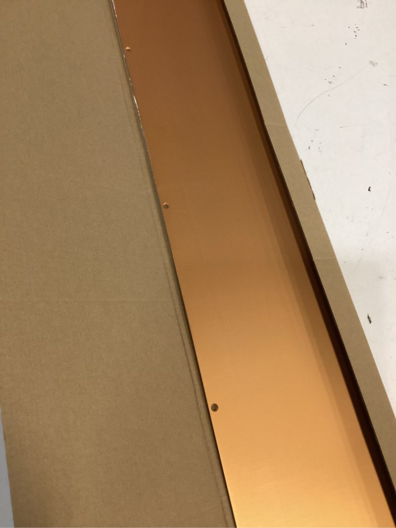 Condition photo showing Good Condition for uxcell door kick plate, 6 x 30 inches anodized aluminum kick plate door plate, 1.5mm (1/16 inch) thickness, for exterior front door or back door, copper gold (single pack) 6 x 30 inch copper gold