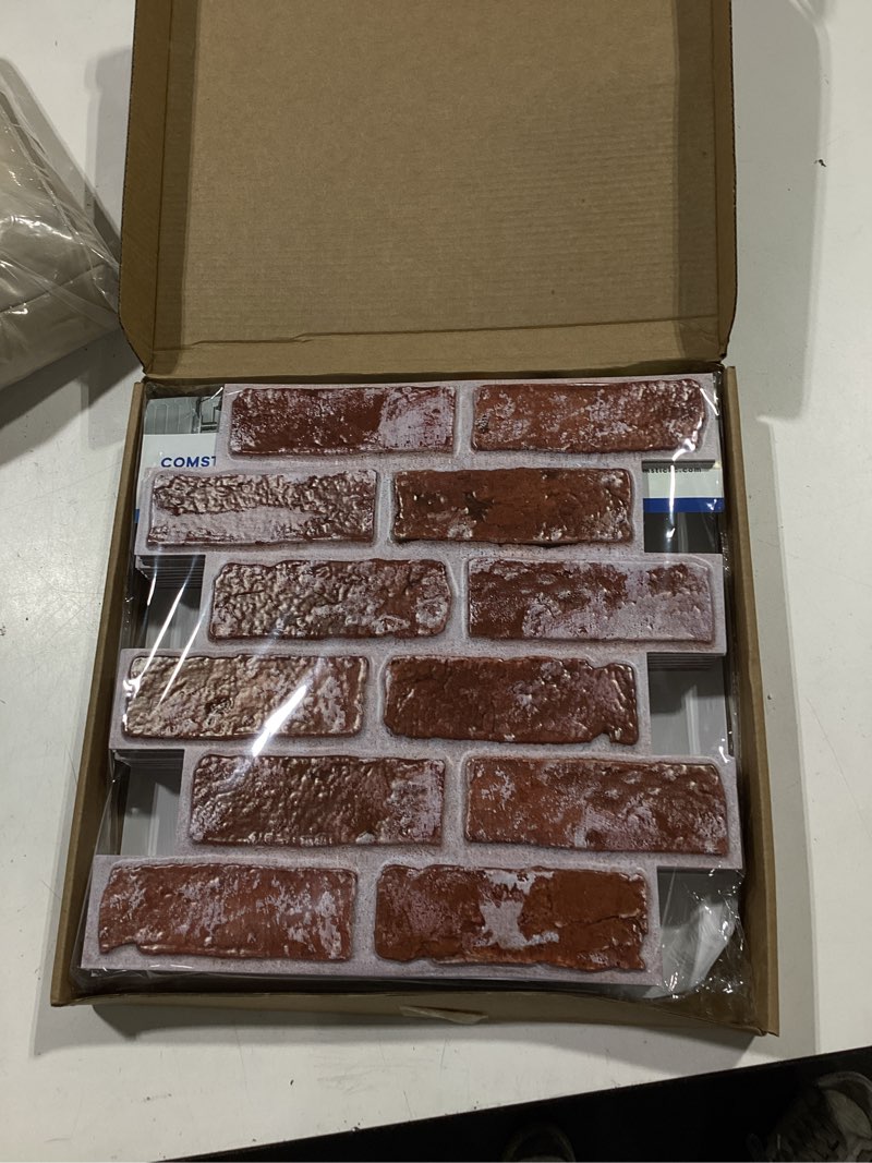 Condition photo showing New/Like New for comstickc 3d faux brick wall panels peel and stick, 10 pcs of 12"x12", small size thin pvc fake brick adhesive wall covering backsplash kitchen living room, paintable, vintage red vintage red-3