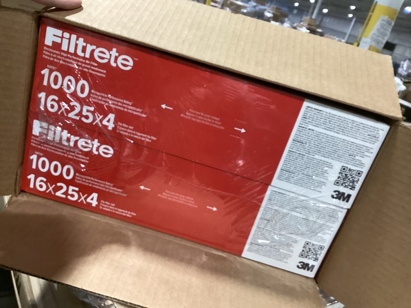 Condition photo showing New/Like New for Filtrete 16x25x4 AC Furnace Air Filter, MPR 1000, MERV 11, Fits Honeywell & Lennox, Allergen Defense, Electrostatic Air Cleaning Filter, 2-Pack (Actual Size 15.88x24.56x4.31 in)