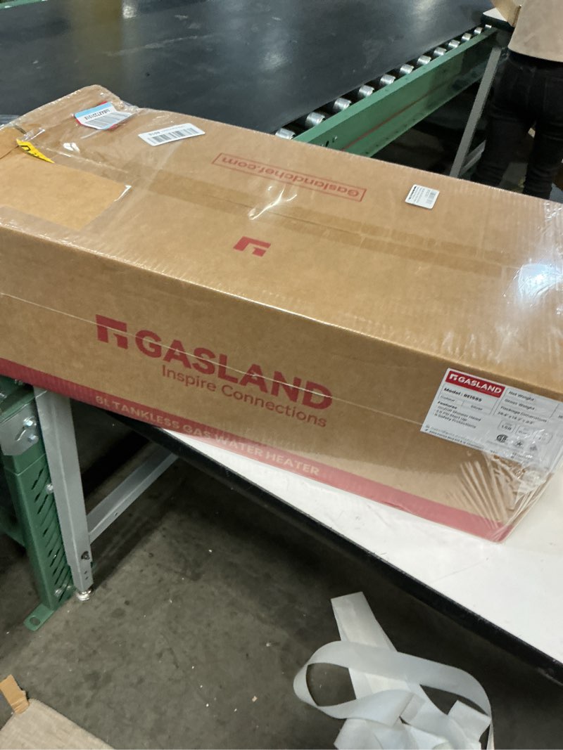 Condition photo showing New/Like New for tankless water heater, gasland outdoors be158b 1.58gpm 6l portable gas water heater, instant propane water heater, overheating protection, easy to install, use for rv cabin barn camping boat, black