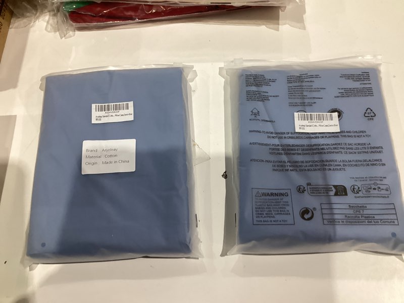 Condition photo showing New/Like New for Aryeleay Standard Cotton Pillowcases - Envelope Closure 20x26 Pillowcases Set of 2, Breathable and Soft Bed Pillow Cases,Denim Blue