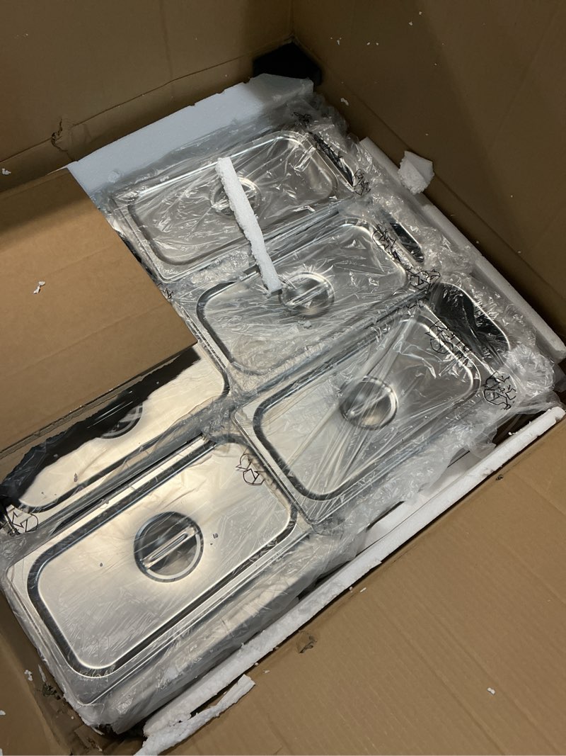 Condition photo showing Good Condition for 6 Pan Commercial Food Warmer, Electric Bain Marie Countertop Stainless Steel Buffet Steam Table for Catering and Restaurants(6×1/3 GN Pan,120V/1700W) 6*8Qt