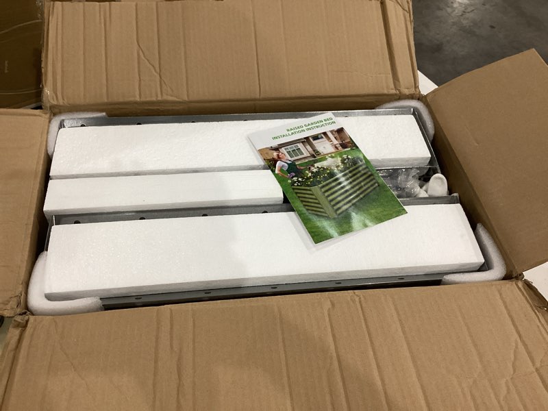 Condition photo showing Good Condition for 4x2x2ft (2 pack) raised garden bed - galvanized deep root planter boxes outdoor with wing nuts and safety edges for gardening vegetables, flowers, herbs, succulents - silver silver 4×2×2ft(2pcs)