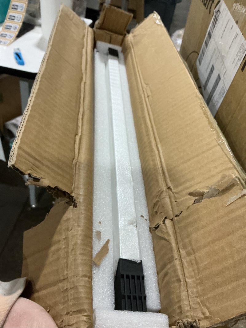 Condition photo showing As Is for Wall Mounted Folding Table 47.2”L x 19.7”W, Laundry Folding Table with Heavy Duty Metal Collapsible Shelf Brackets, Wall Mounted Desk Fold Down for Small Spaces, White White 47.2" x 19.7"