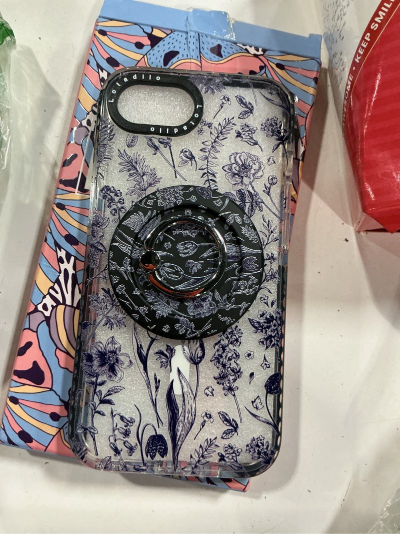 Condition photo showing New/Like New for Cute Case for iPhone 16e for Women Girls - Funny Blue Line Flower Design Compatible with Magsafe Magnetic Ring Holder Kickstand Fashion TPU Phone Covers for iPhone 16e Phone Case Blue Line Flower for iPhone 16e