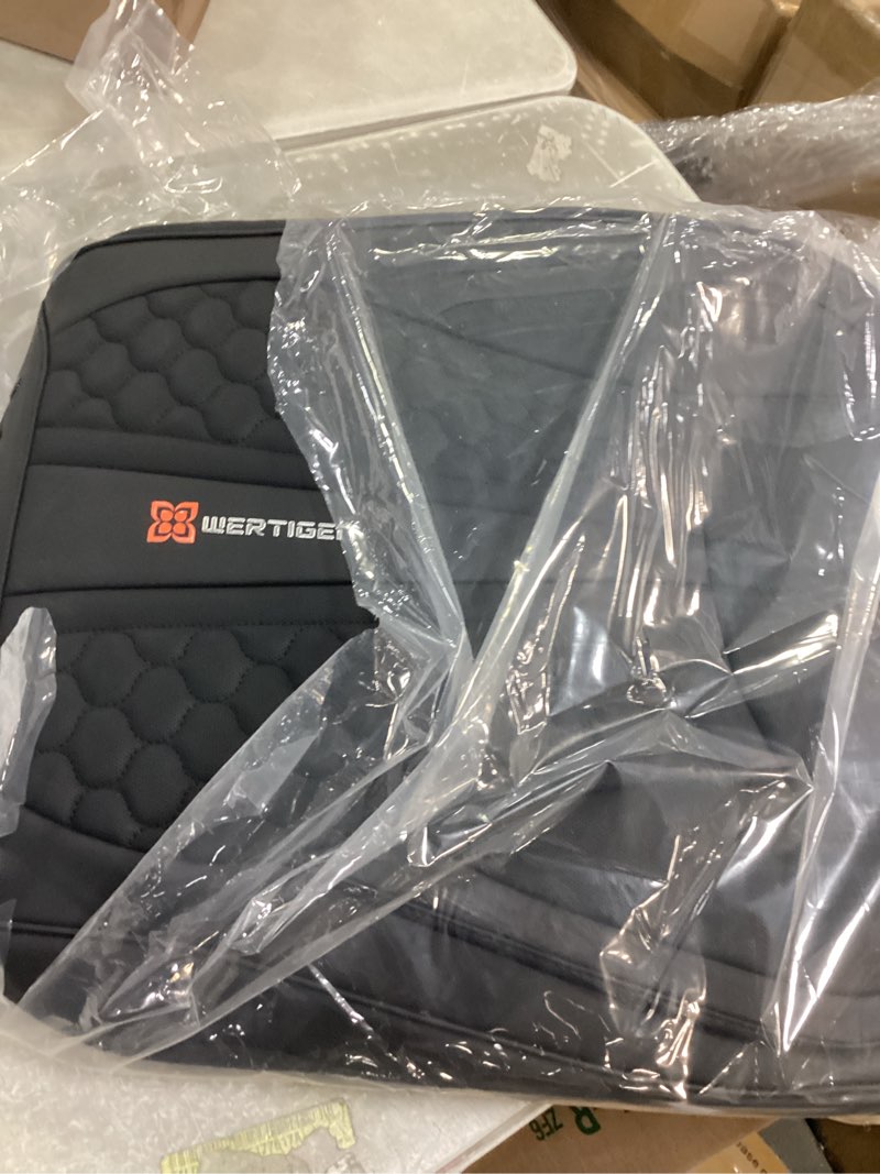 Condition photo showing Good Condition for Black Leather Car Seat Covers - Luxury Waterproof Car Seat Covers with Lumbar Support, Non-Slip Base, and Airbag Compatibility; Suitable for Sedans, Suvs, and Pickups.