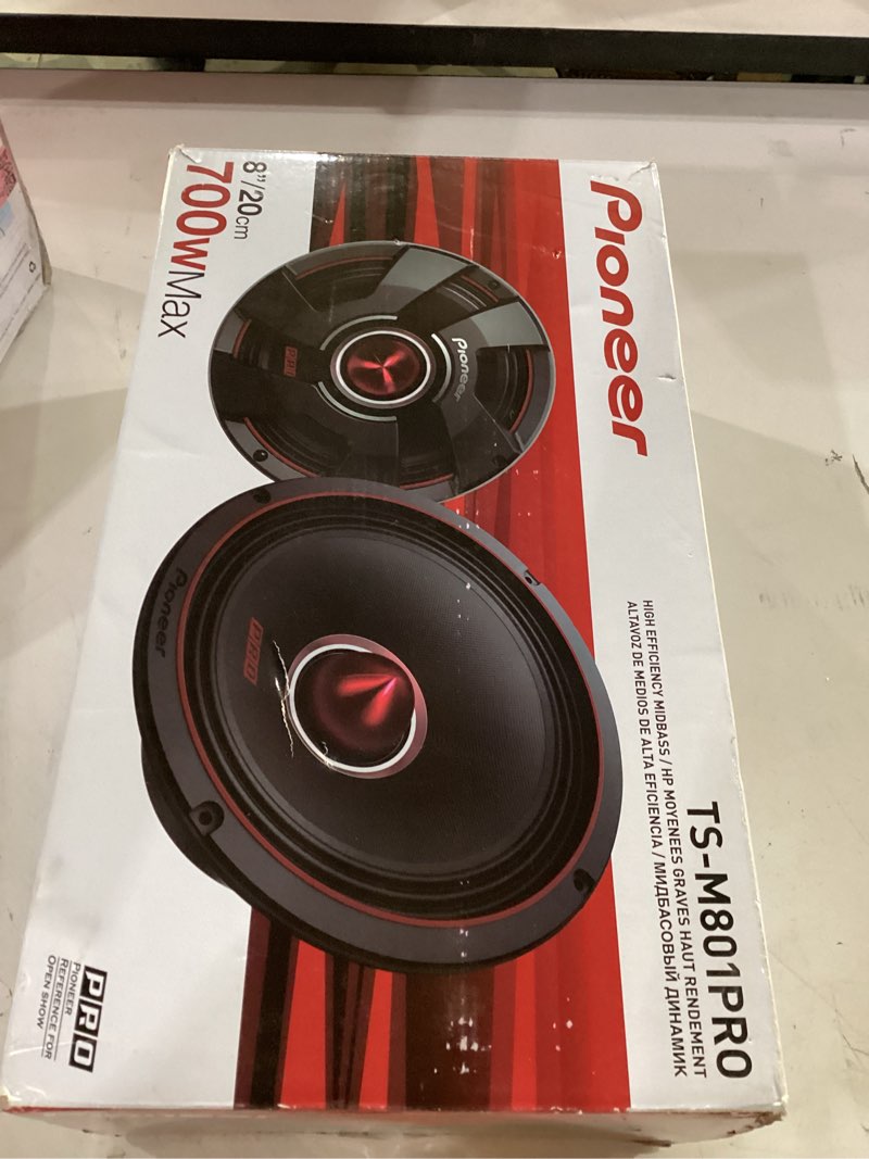 Condition photo showing As Is for not tested ***pioneer p.r.o. series ts-m801pro 8” speakers (pair) – 600w max, perfect for high-spl builds and pro-