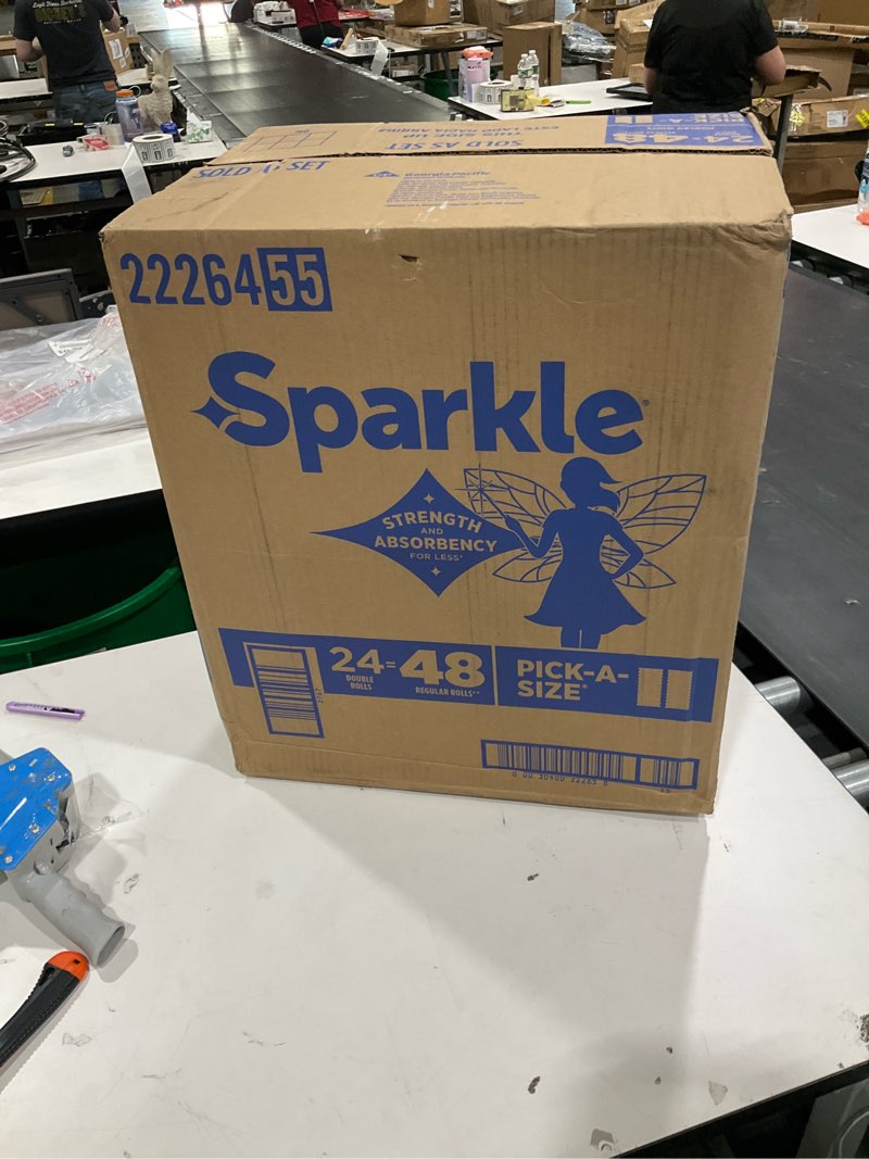 Condition photo showing New/Like New for sparkle pick-a-size paper towels, 24 double rolls (2,640 sheets total) - strong 2-ply towels for kitchen cleanup and everyday messes double 24 double rolls (pack of 1)