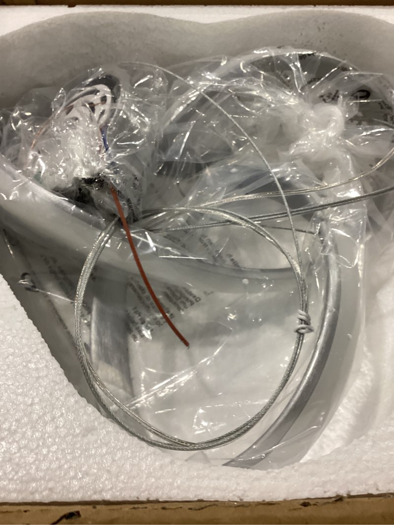 Condition photo showing New/Like New for Modern LED Pendant Light Fixture Contemporary Round Ring Chandelier Nickel with 4500K and 59in Height Adjustable Hanging Lamp for Kitchen Island Hallway Foyer Closet Corridor Nickel 12.5"