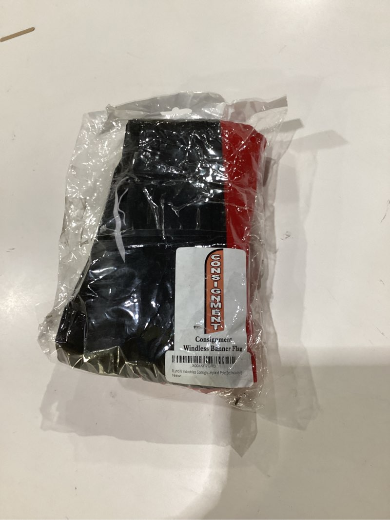 Condition photo showing As Is for consignment pack of 2 flags | 2.5 ft by 11.5 ft advertising consignment flags for business | polyester consignment flags | outdoor flags for business ( complete hybrid pole set included )