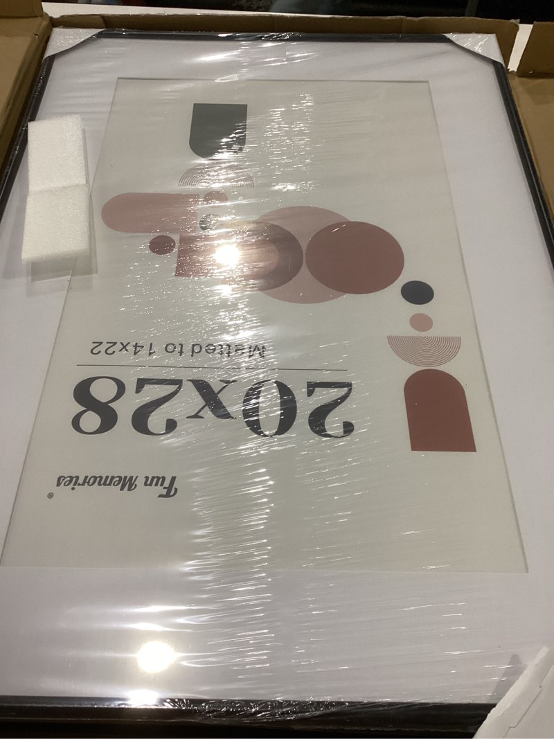 Condition photo showing New/Like New for Modern Arched Picture Frames (Set of 3), Shatterproof PVC Photo Frames 20x28, Display Pictures 14x22 with Mat or 20x28 Without Mat, Lightweight, Water-Resistant & Space-Saving Home/Office Decor, Black Black 20x28-3P