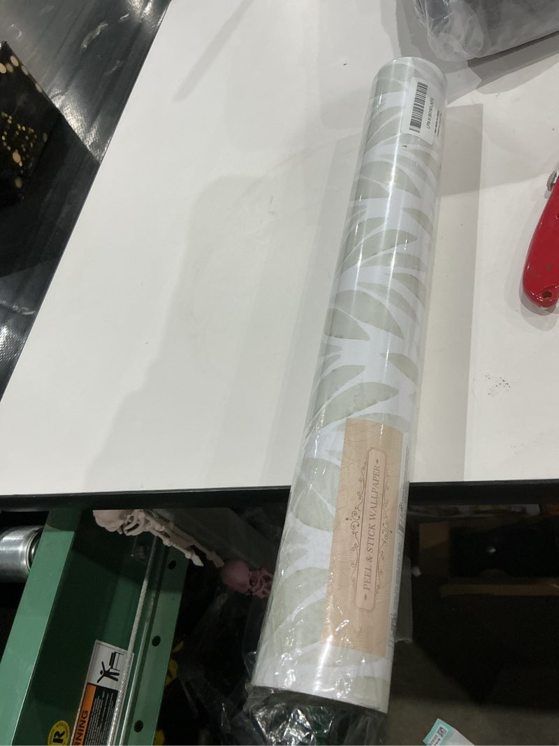 Condition photo showing New/Like New for sage green peel and stick wallpaper boho green contact paper self adhesive neutral removable wallpaper for bedroom bathroom waterproof modern leaf contact paper farmhouse white 393inl 17.3inw 17.3"×393"
