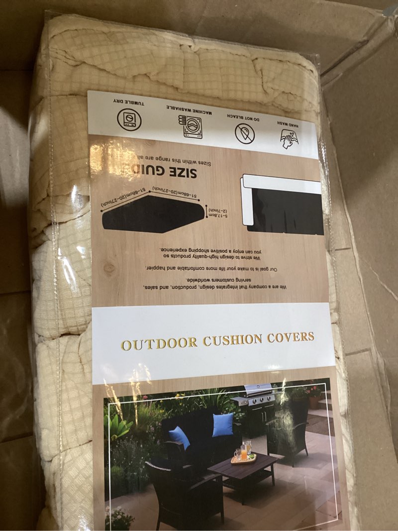 Condition photo showing New/Like New for outdoor cushion covers set,8pcs patio furniture couch seat slipcovers, replacement for sofa sectional chair(cover?only) cream 8pcs-jacquard-tpu
