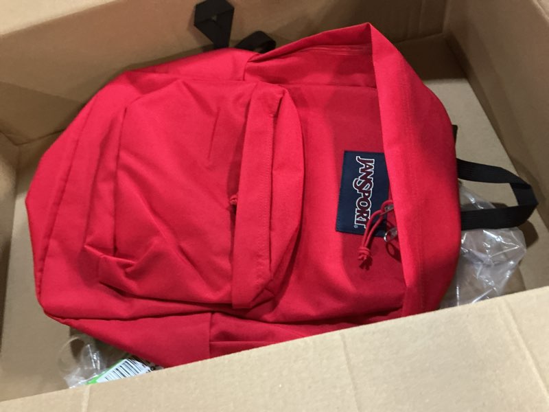 Condition photo showing Good Condition for JanSport SuperBreak One Backpacks - Durable, Lightweight Bookbag with 1 Main Compartment, Front Utility Pocket with Built-in Organizer - Premium Backpack, Red Tape red Tape One Size