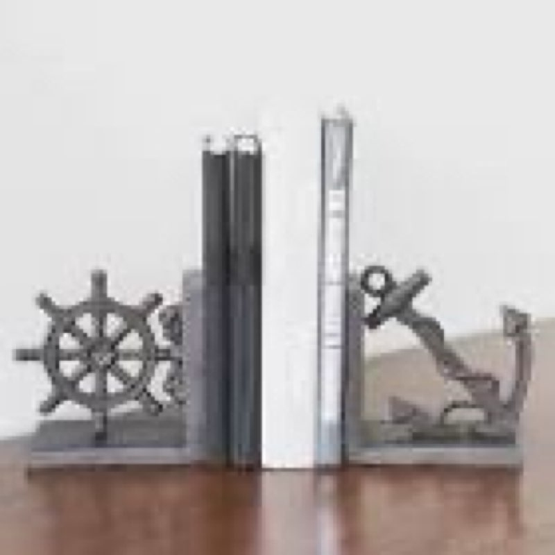 danya b. zi08303 nautical/coastal home decor - 2-piece metal bookend set with anchor and captain's wheel