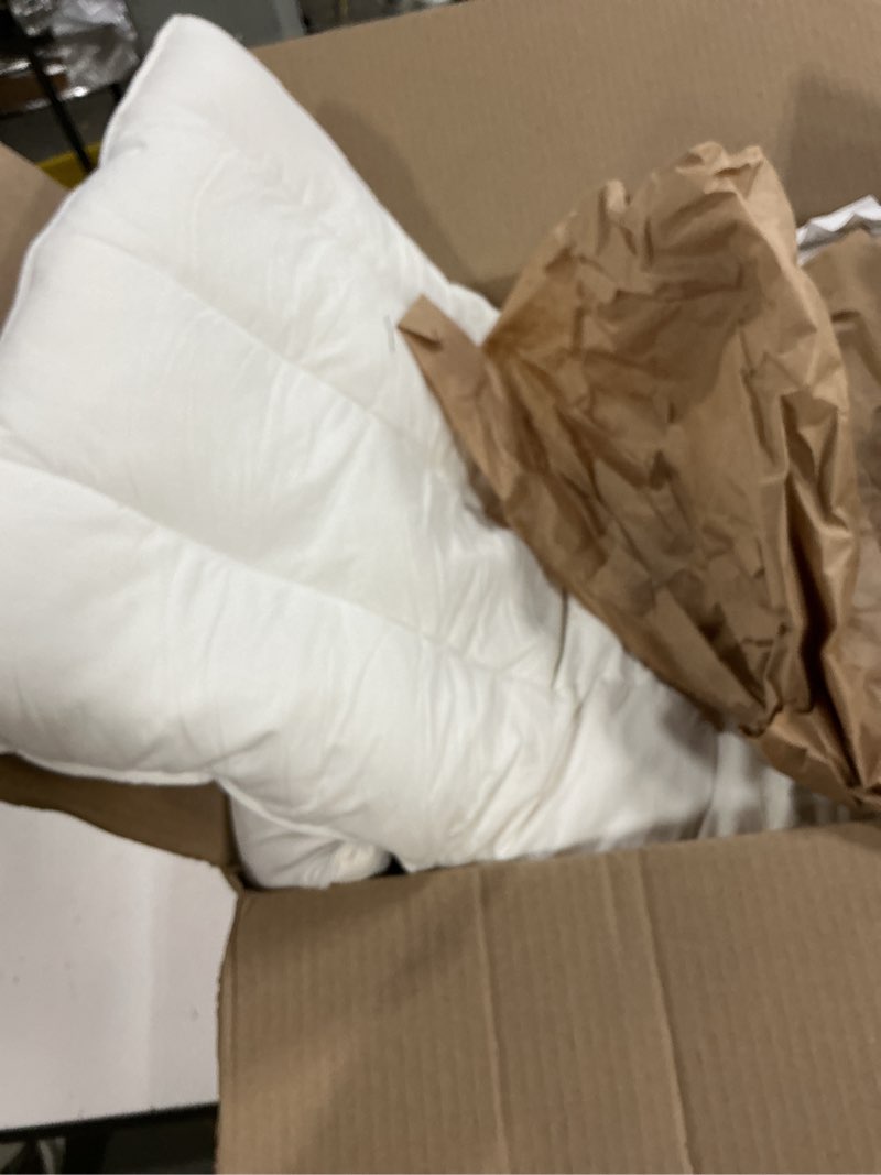 Condition photo showing Good Condition for Three Geese Luxury Thin Flat Goose Feather Down Pillows Queen Size Set of 2, 2.5\" Height, 100% Cotto (similar to,stock photo)