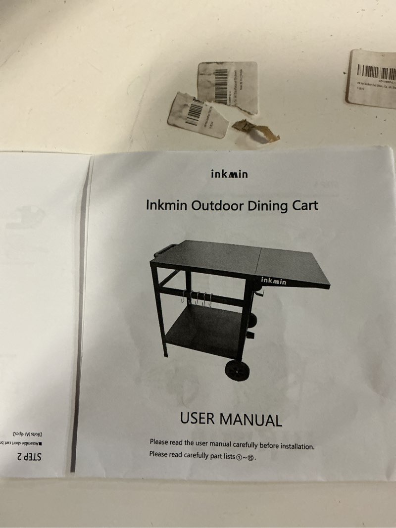 Condition photo showing Good Condition for big horn outdoors grill cart, stainless steel outdoor grill table for infrared grill, pizza oven stand compatible with big horn, ninja, ooni pizza ovens, outdoor cooking table, 48.4"l x 24"w x 35.2"h