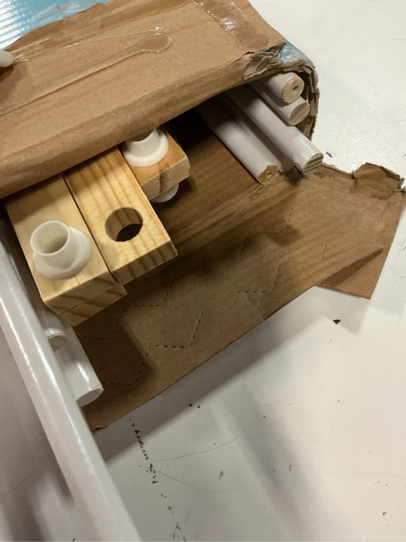Condition photo showing As Is for whitmor natural wood drying rack wood & white
