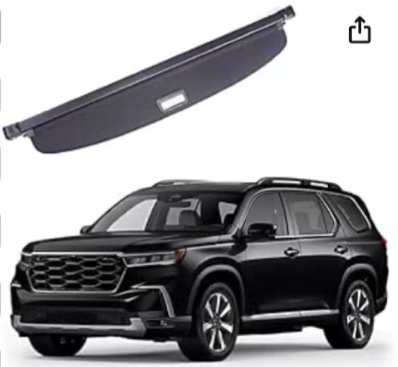 powerty retractable cargo cover for 2023-2025 honda pilot-canvas texture trunk cover privacy screen 
