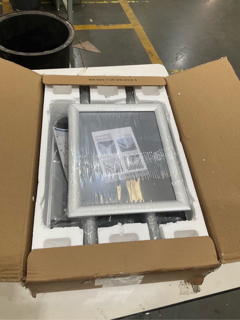 Condition photo showing Good Condition for pedestal sign holder stand 8.5x11inch adjustable standing floor sign stand with heavy base & snap frame display stand for indoor outdoor business store sign holder poster stand (silver) 8.5"x11" sign stand silver/1pack