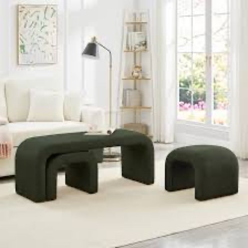Modern Bench Ottoman Bench Set of 3