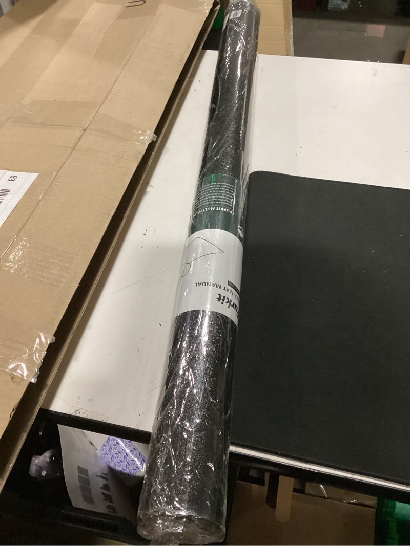 Condition photo showing Good Condition for vinyl floor mat for home, black waterproof area mat for under dining room table, sturdy plastic rug protector for kitchen, living room, yard, garage, large baby play mat (3'×5') 3' x 5' black