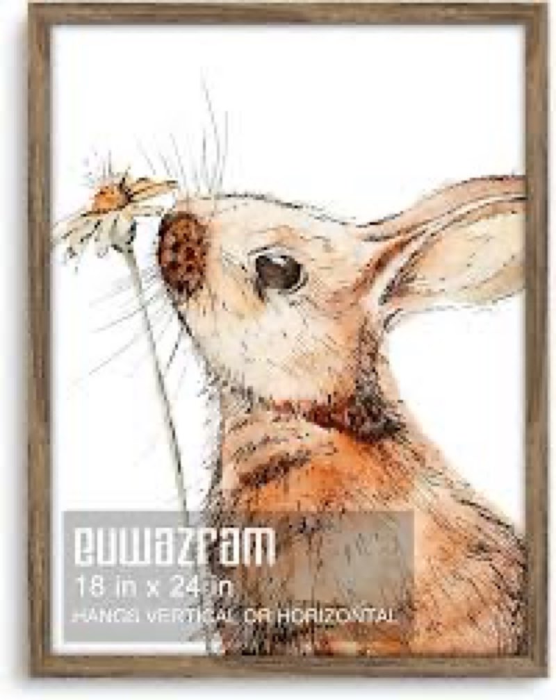 euwazram rustic walnut 18x24 frame - single frame, 18 x 24 poster frame for artwork, puzzles, photos