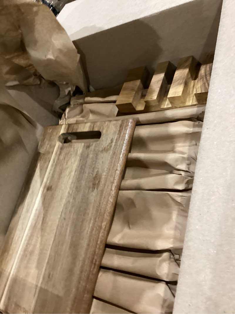 Condition photo showing As Is for 3-piece Acacia Wood Cutting Board Set for Kitchen, Large Wooden Cutting Board Set with Handle, Thick Chopping Board, Butcher Block Wooden Trays for Meat, Fruit Vegetable and Cheese
