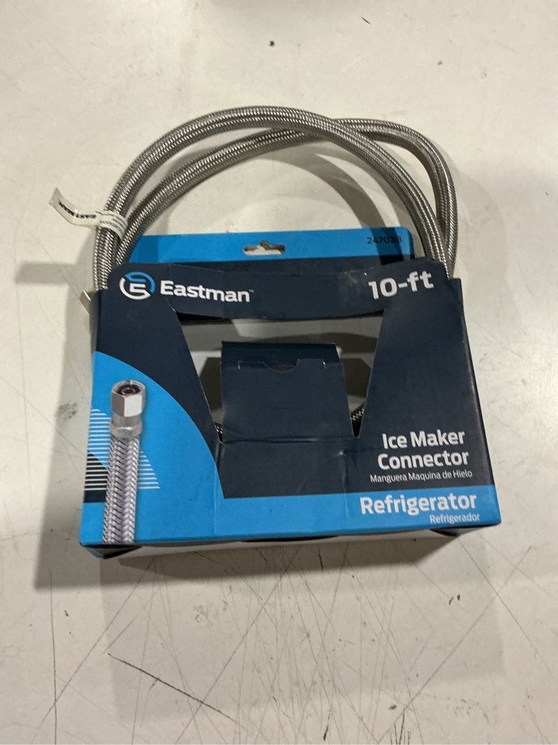 Condition photo showing As Is for eastman 10-ft 1/4 -in compression inlet x 1/4 -in compression outlet stainless steel ice maker connector