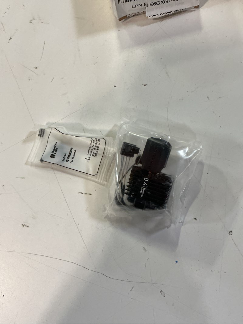 Condition photo showing Good Condition for bamboo lab p1p, p1s hotend complete kit for p1 series 3d printer, full assembly hardened steel hot end with fan, thermistor, ceramic heater, 0.4mm nozzle, and extruder heating block replacement 0.4mm p1 series hotend hardened steel
