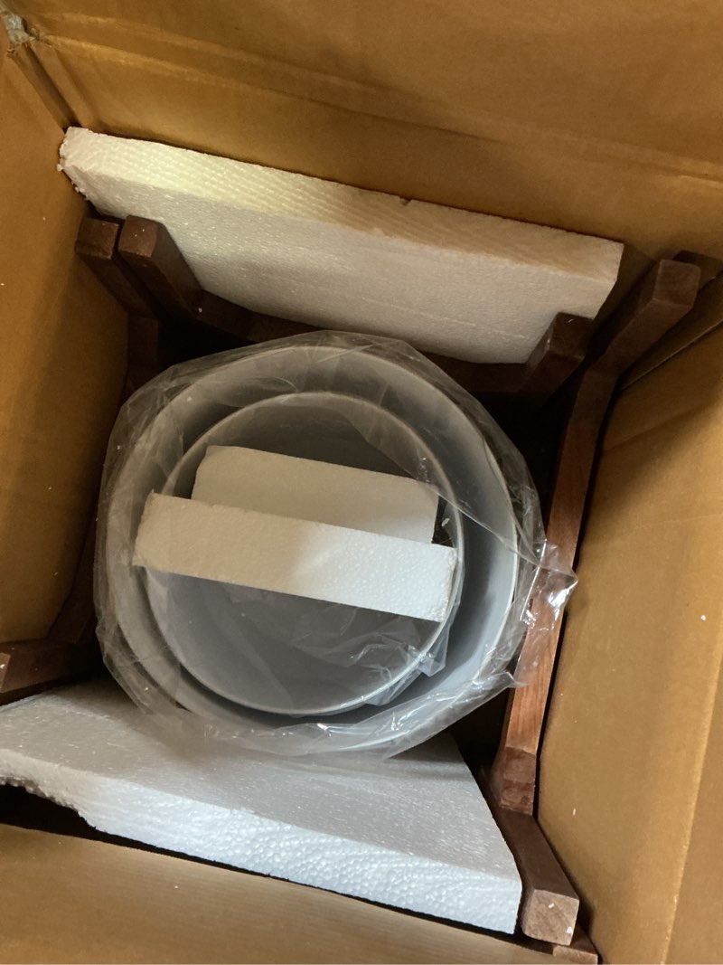 Condition photo showing Good Condition for signature design by ashley dorcey mid century modern planter, 2 count, brown & white mid-century modern