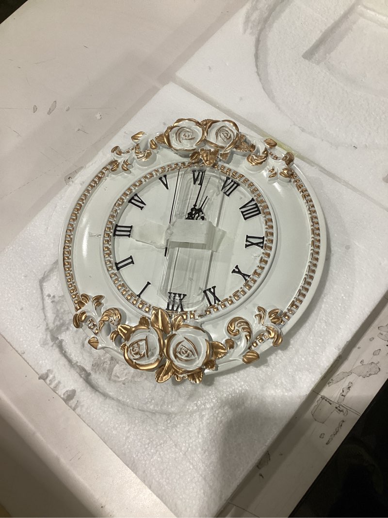 Condition photo showing New/Like New for European Retro Wall Clock Decor,Mute Rose Relief Battery Operated Clock for Living Room,Mural Restaurant,Wall Crafts Decor (Round Rose)