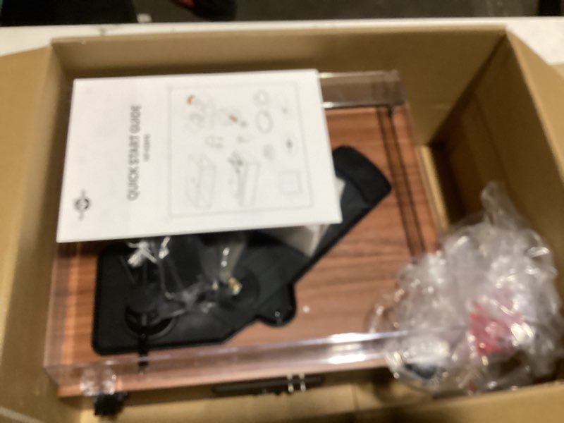 Condition photo showing Good Condition for Record Player with Speaker, Vinyl Record Turntable with Magnetic Cartridge for Home Decoration and Entertainment, Vinyl Record Player Suitable for Christmas or Birthday Gift (H2410-Rosewood)