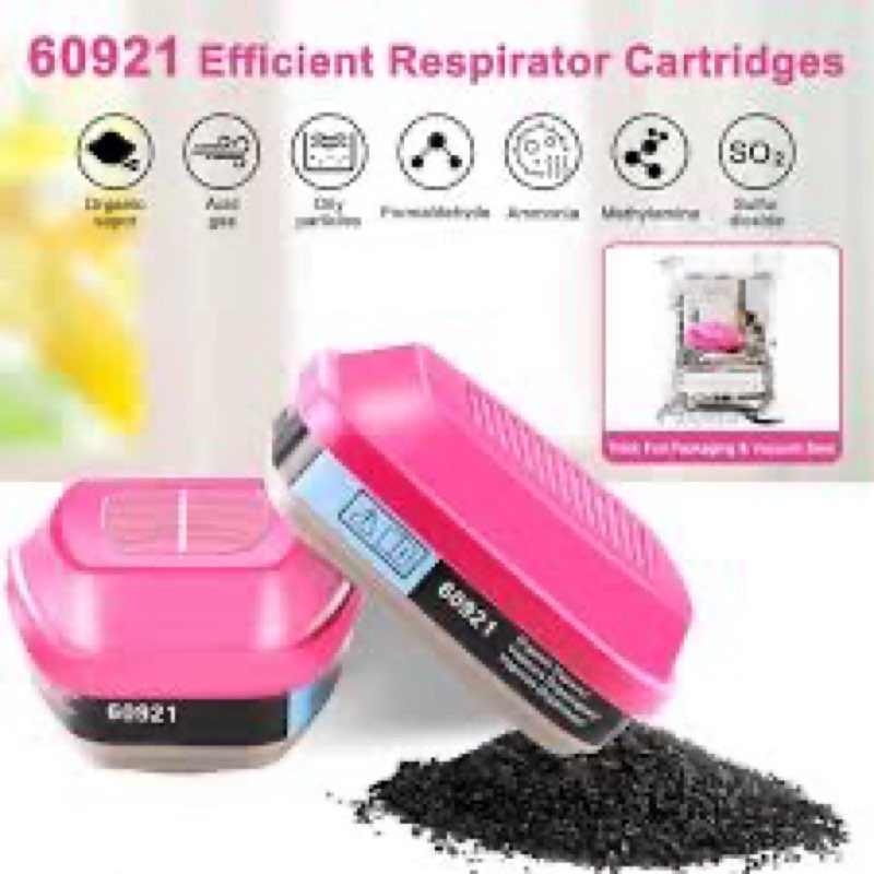 5 Pair Respirator Cartridge, 60921 Filter Cartridges, Activated Carbon Filter - Against Organic Vapo